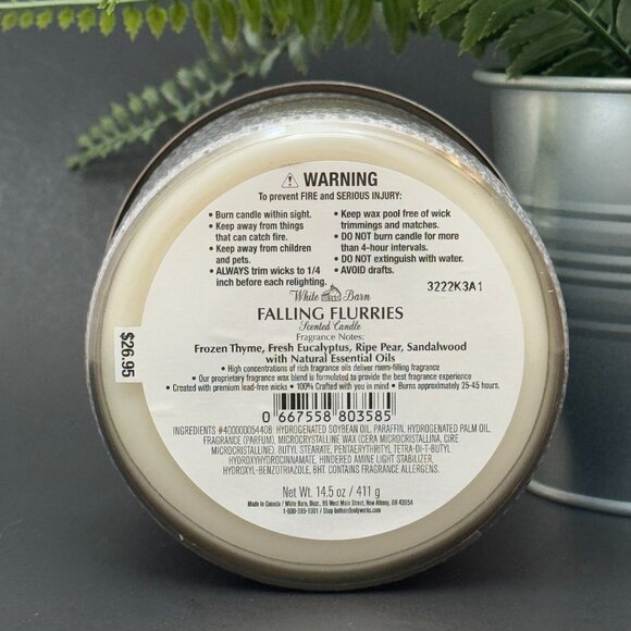 BBW Falling Flurries White Barn Bath & Body Works 3 Wick Candle - Picture 10 of 11